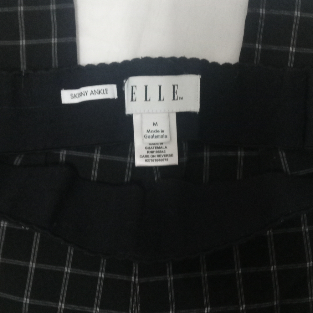 Elle Women's Black & White Plaid Skinny Ankle Pants Trousers Size Medium - Picture 5 of 6
